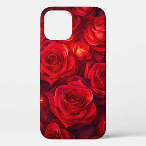 Beautiful Red Roses Background iPhone 12 Case