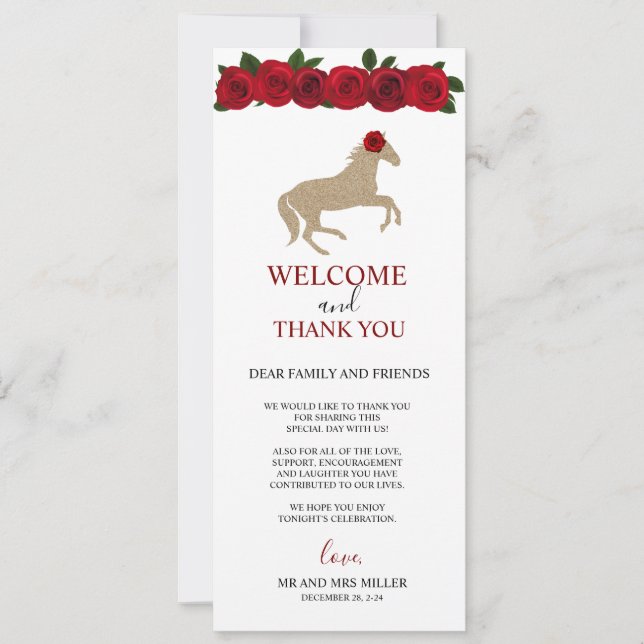 Beautiful Red Roses Bridal Shower Thank You Card  (Front)