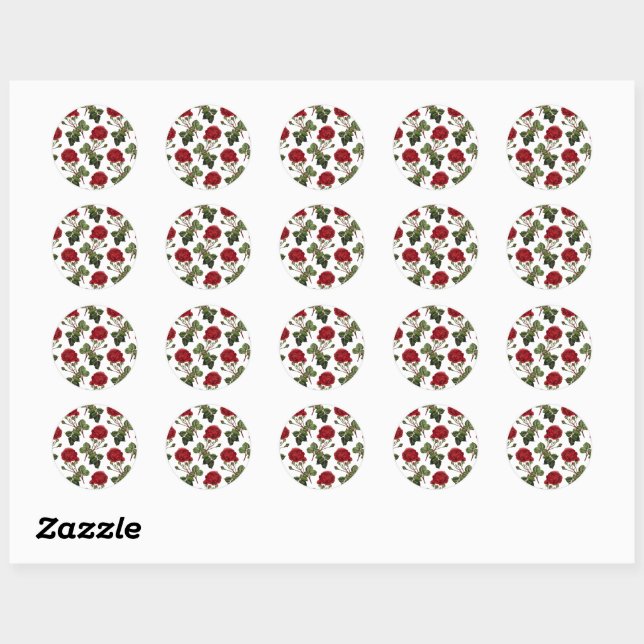 Beautiful Red Roses Classic Round Sticker (Sheet)