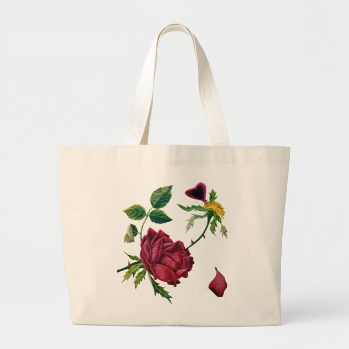 Beautiful Red Roses Done in Crewel Embroidery Tote Bag