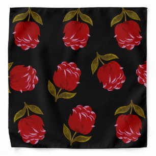 Beautiful Red roses embroidery seamless pattern Bandana