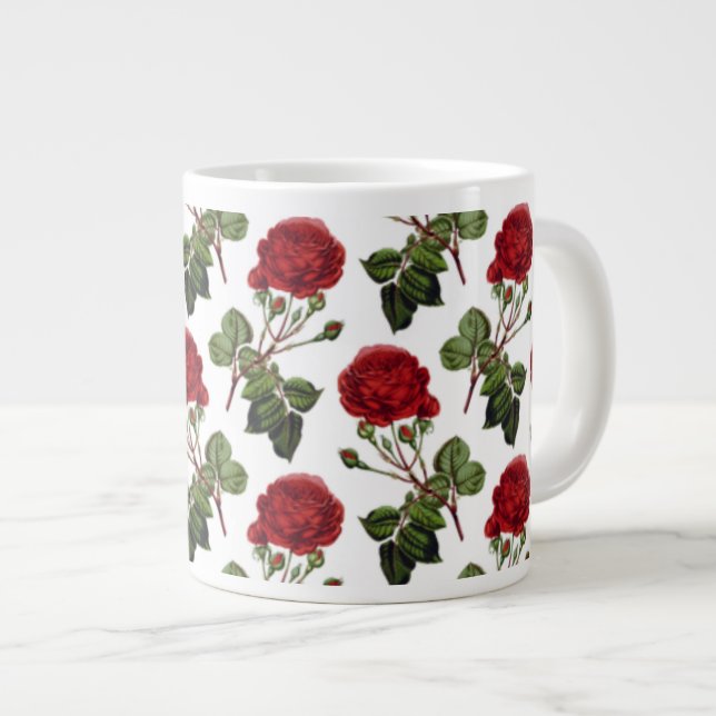Beautiful Red Roses Giant Coffee Mug (Front Right)