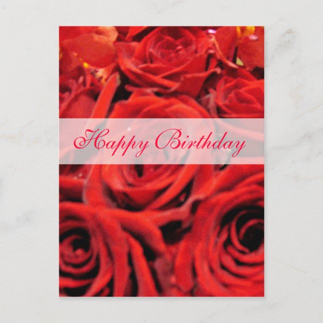 Beautiful Red Roses Happy Birthday Postcard (Front)