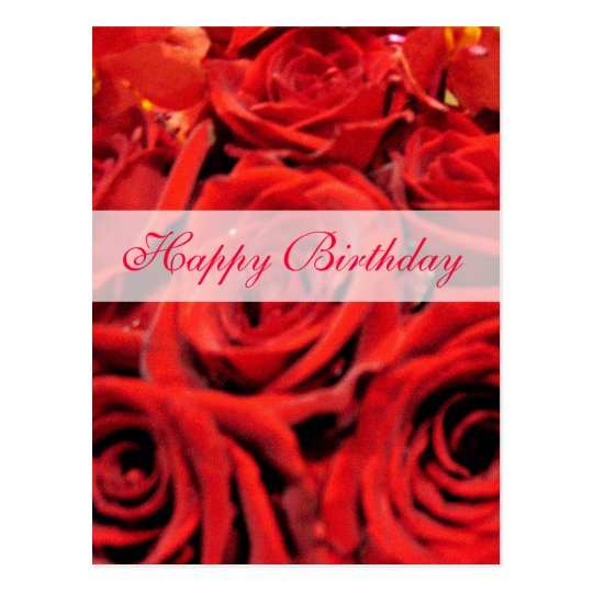 Beautiful Red Roses Happy Birthday Postcard Zazzle Com