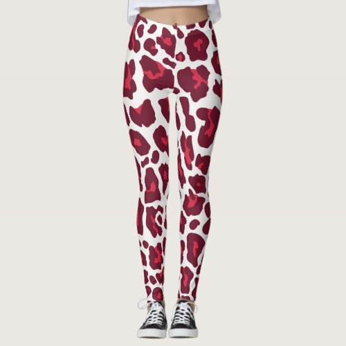 Beautiful Red Roses Leopard Animal Pattern Leggings