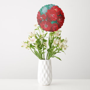 Beautiful Red Roses Pale Green Leaves Balloon