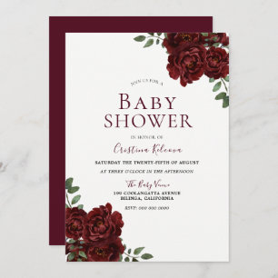 Beautiful Red Roses Romantic Baby Shower Invitation