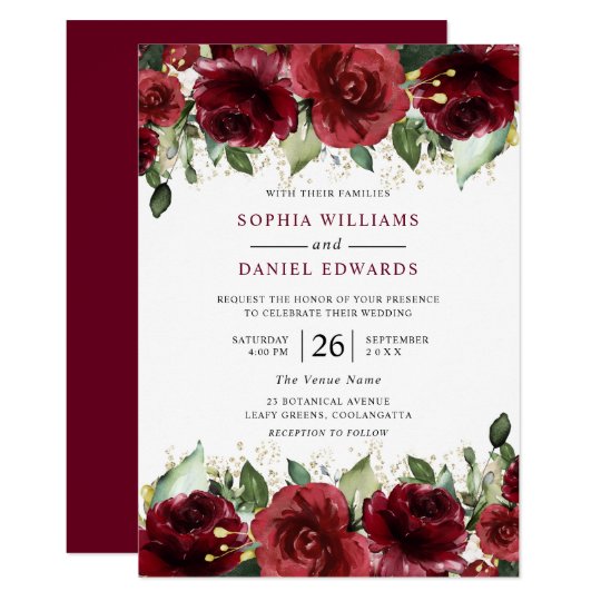 Beautiful Red Roses Romantic Floral Wedding Invitation | Zazzle.com