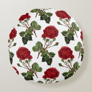 Beautiful Red Roses Round Pillow