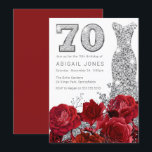 Beautiful Red Roses & Silver Dress 70th Birthday Invitation<br><div class="desc">Beautiful Red Roses & Silver Dress 70th Birthday Invitation

See matching collection in Niche and Nest Store</div>