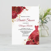 Beautiful Red Roses Sparkle Dress Bridal Shower Invitation (Standing Front)