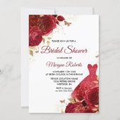 Beautiful Red Roses Sparkle Dress Bridal Shower Invitation (Front)