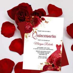 Red Rose Quinceañera Invitations & Invitation Templates | Zazzle Red Rose Quinceañera Invitations & Invitation Templates | Zazzle