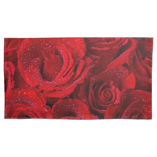 Beautiful Red Roses With Water Drops Pillow Case (Front)