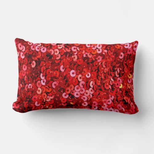 Beautiful Red Sequins  Lumbar Pillow