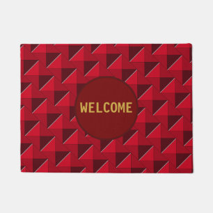Beautiful Red Square Pattern Doormat