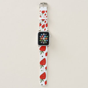 Beautiful red strawberries seamless pattern apple watch band