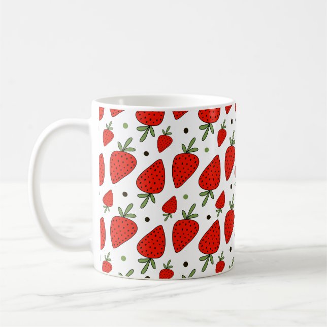 Beautiful red strawberries seamless pattern coffee mug (Left)