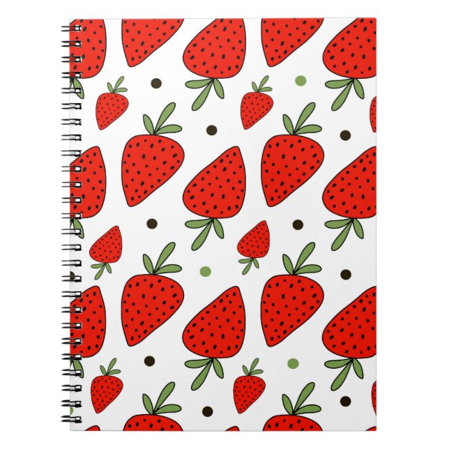 Beautiful red strawberries seamless pattern notebook (Front)