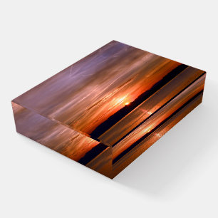 Beautiful Red Sunset over the Ocean Paperweight
