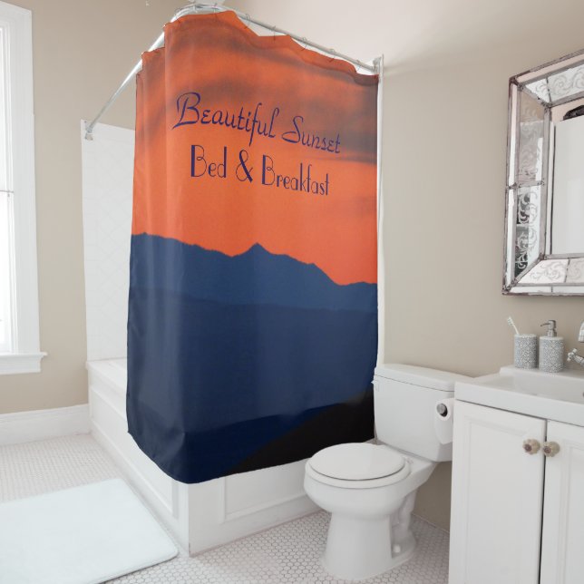Beautiful Red Sunset Sky Bed and Breakfast Shower Curtain (In Situ)