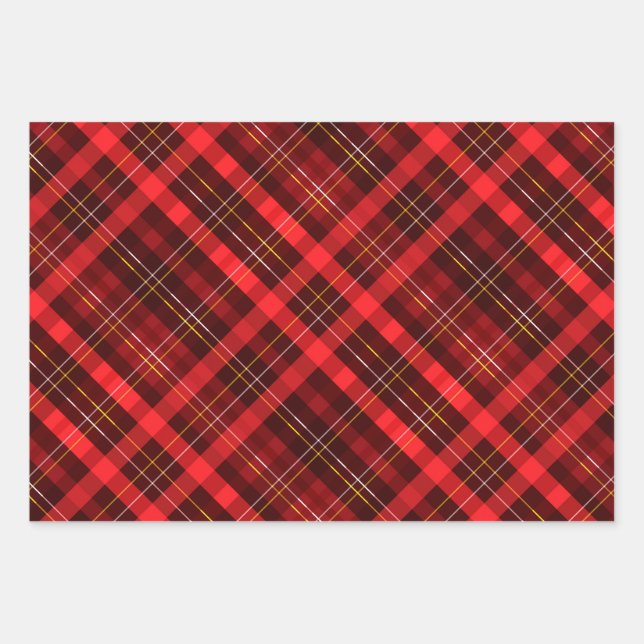 Beautiful red tartan  wrapping paper sheets (Front)