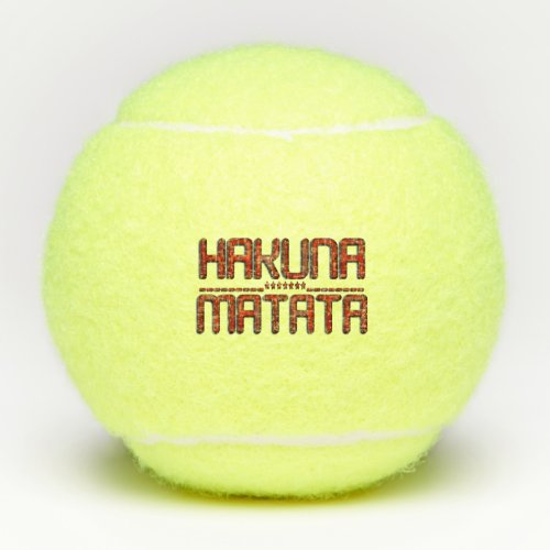 Beautiful Red Text Embossed Hakuna Matata Pattern Tennis Balls