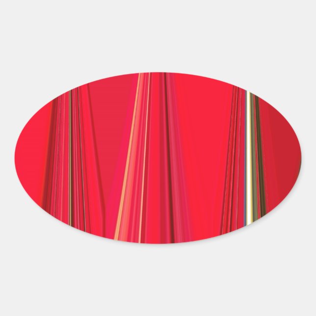 Beautiful Red Texture Color Abstract Art Design Oval Sticker (Front)
