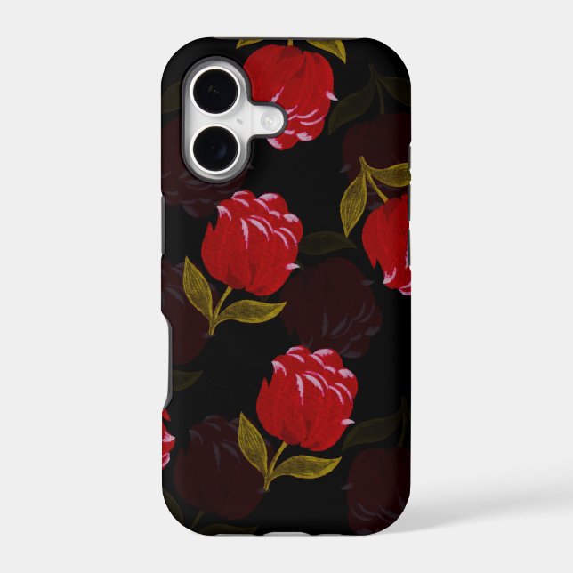 Beautiful Red translucent roses embroidery pattern Iphone Case (Back)