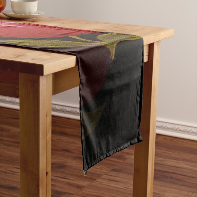 Beautiful Red translucent roses embroidery pattern Long Table Runner (In Situ)