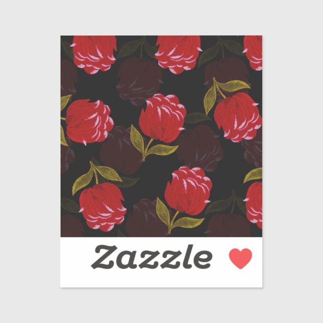 Beautiful Red translucent roses embroidery pattern Sticker (Sheet)