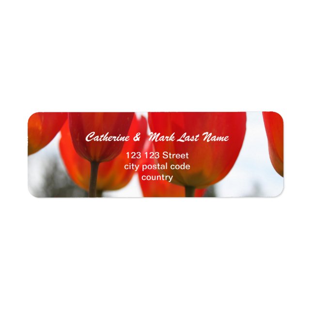 Beautiful Red Tulip Flowers. Label (Front)