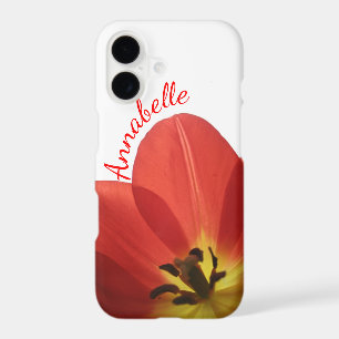 Beautiful Red Tulip with Name Floral iPhone Case