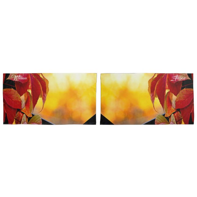 Beautiful red vine leaves in the autumn garden pillow case (Front-Set)