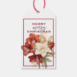 BEAUTIFUL RED &amp; WHITE AMARYLLIS FLOWERS CHRISTMAS  GIFT TAGS