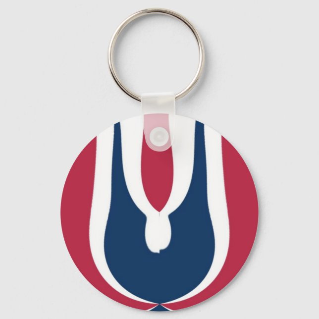 Beautiful Red, White, Blue Texture Color Abstract  Keychain (Front)