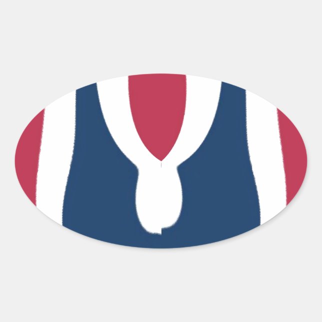 Beautiful Red, White, Blue Texture Color Abstract  Oval Sticker (Front)