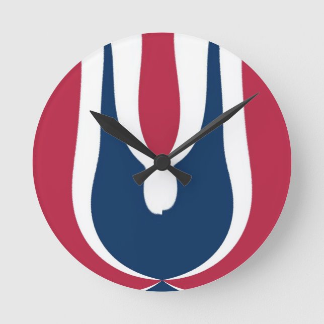 Beautiful Red, White, Blue Texture Color Abstract  Round Clock (Front)