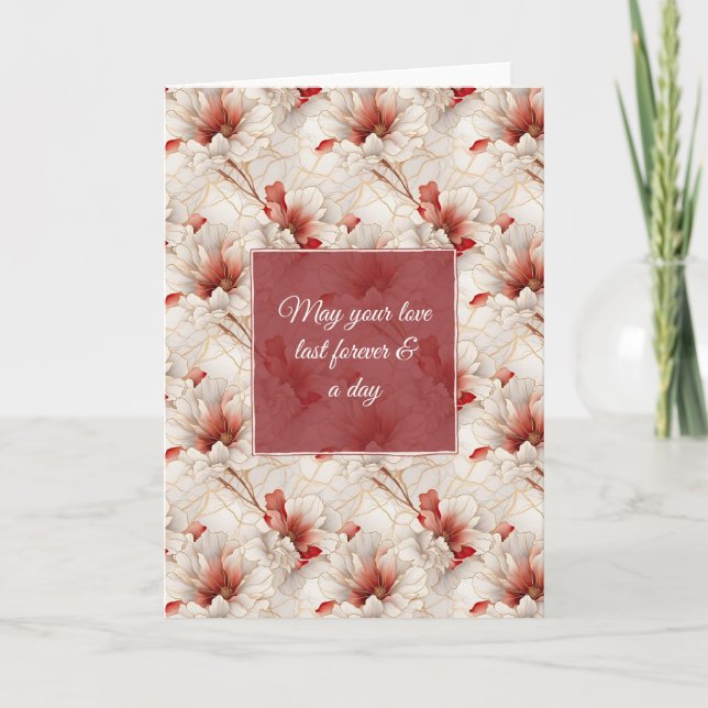 Beautiful Red White Floral Card (Front)