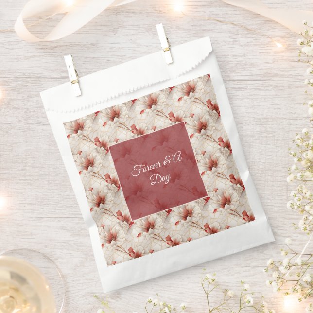 Beautiful Red White Floral Favor Bag (Clipped)
