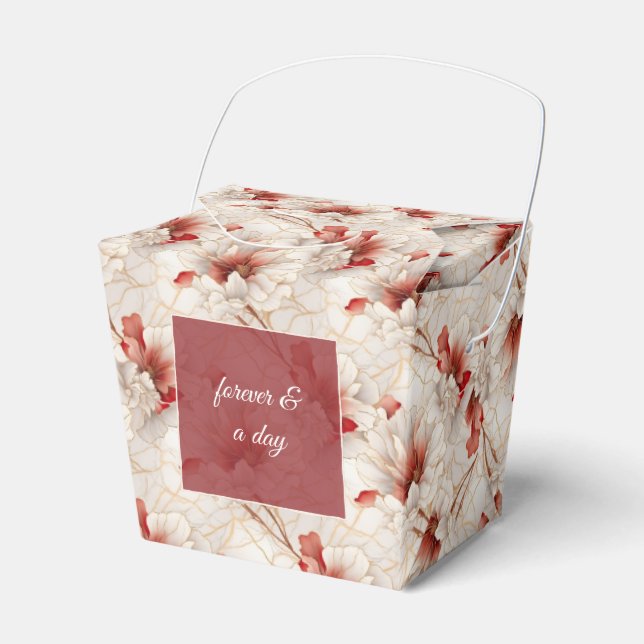 Beautiful Red White Floral Favor Boxes (Front Side)