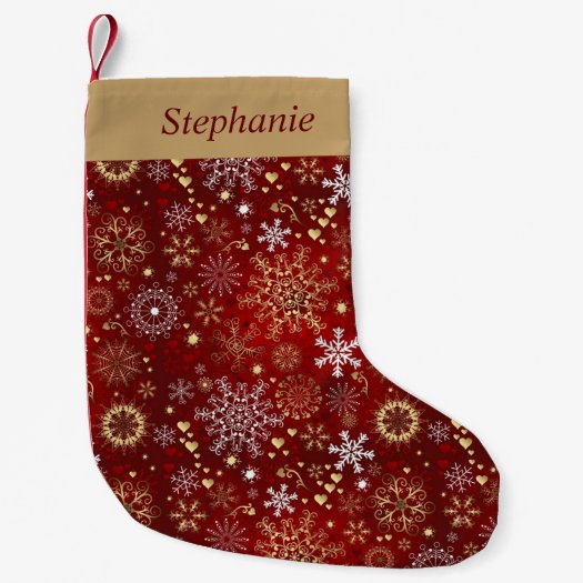 Beautiful Red White Gold Snowflakes