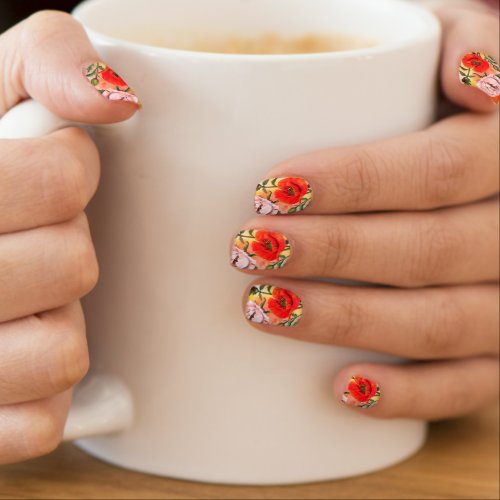 Beautiful Red White Poppies _ Painting MIGNED _ Minx Nail Art