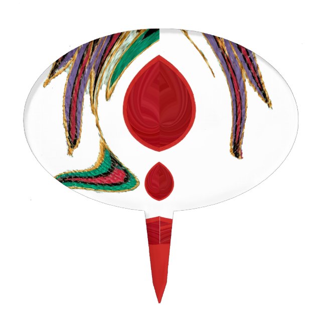 Beautiful Red, White, Purple, Green Texture Colors Cake Topper (Front)