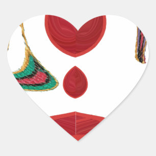Beautiful Red, White, Purple, Green Texture Colors Heart Sticker