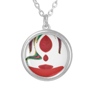 Beautiful Red, White, Purple, Green Texture Colors Silver Plated Necklace