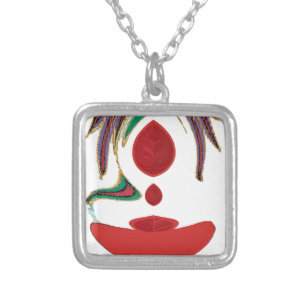 Beautiful Red, White, Purple, Green Texture Colors Silver Plated Necklace