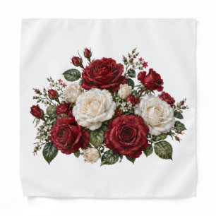 Beautiful Red & White Roses Bandana