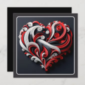 Beautiful Red & White Scroll Heart Valentine Holiday Card (Front/Back)