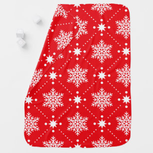 Beautiful Red White Snowflakes Christmas Pattern Swaddle Blanket